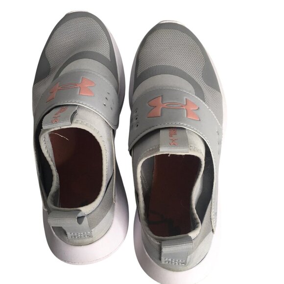Under Armour Shoes Womens Size 8.5 Gray Pink Slip On Strap Sneakers 3024871-107 - Picture 8 of 11